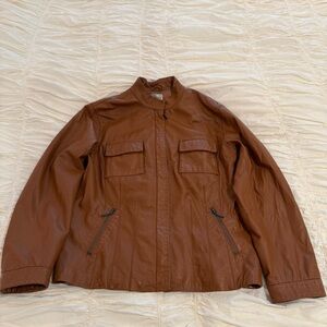 CHICO’S Brown Leather Jacket (Chico’s Size 2)